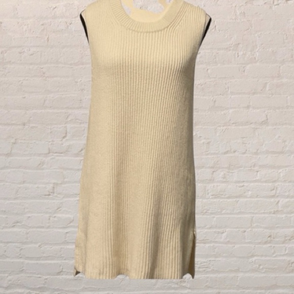 J.Crew beige sleeveless merino wool blend knit longline tunic sweater top L